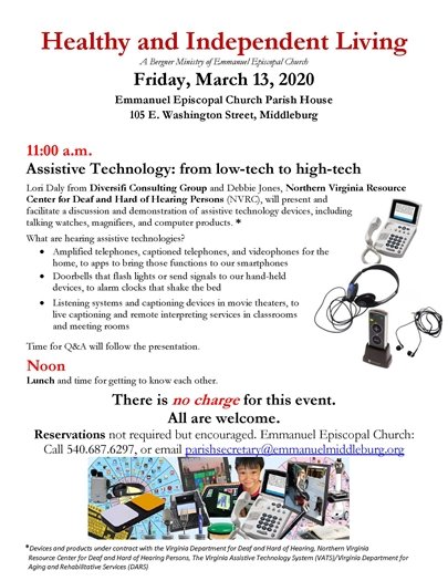 Episcopal Church, Healthy Indep Living flyer