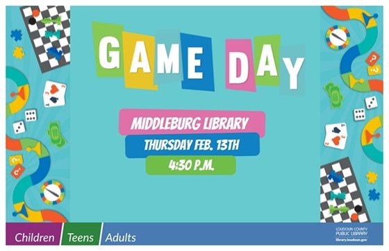 Middleburg Library Game Day flyer
