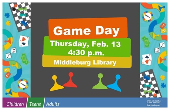 Middleburg Library Game Day flyer