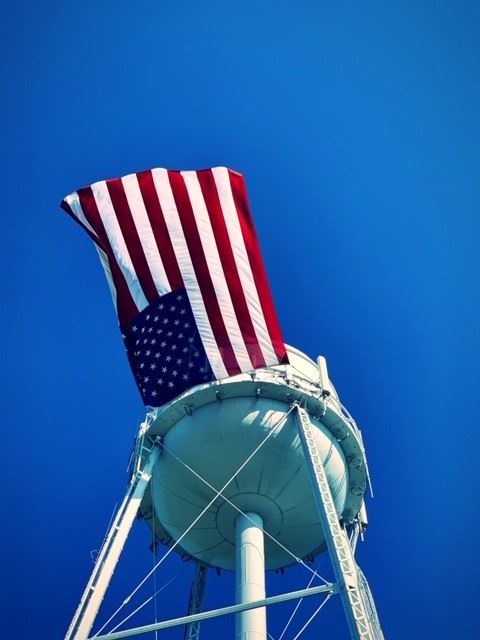 Flag on Marshall Street Water Tower